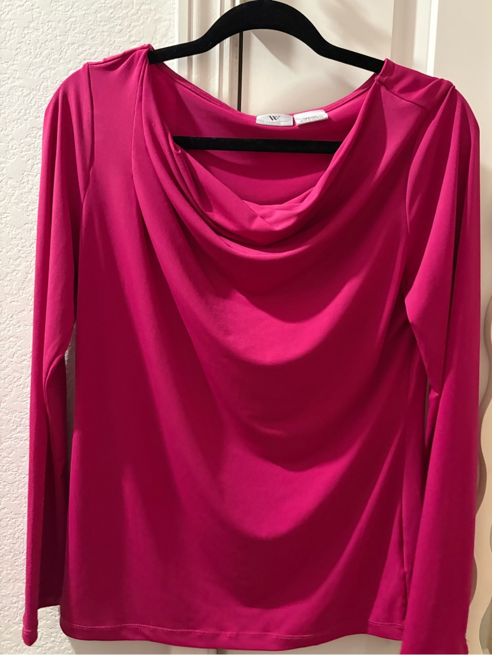 Worthington Fuchsia Drape Neck Long Sleeve Top
